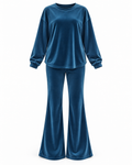 Velvet Λαιμόκοψη Set Πετρόλ