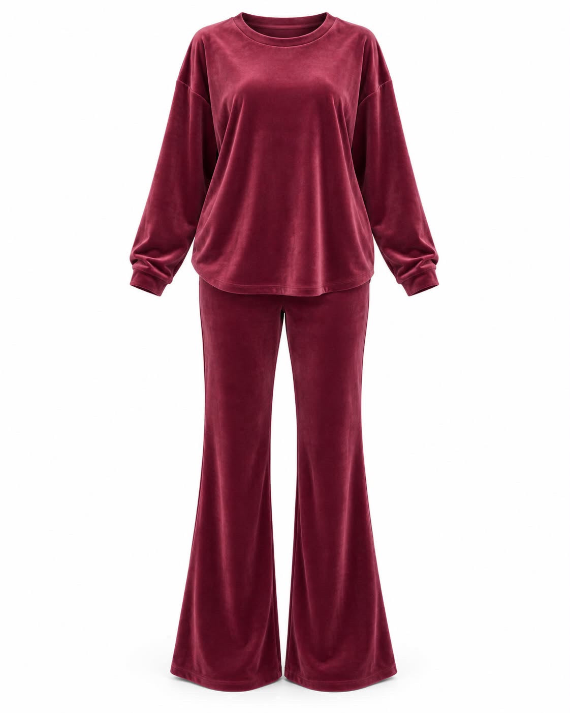 Velvet Λαιμόκοψη Set Βουργουνδί