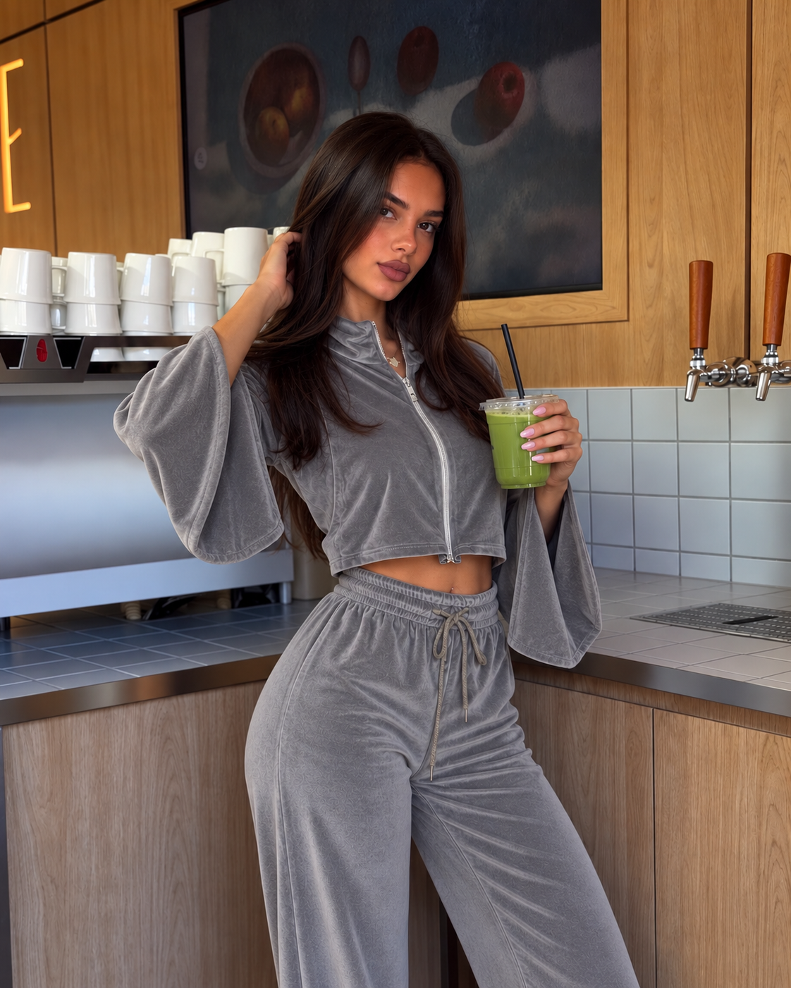 Velisse Crop Set Γκρι