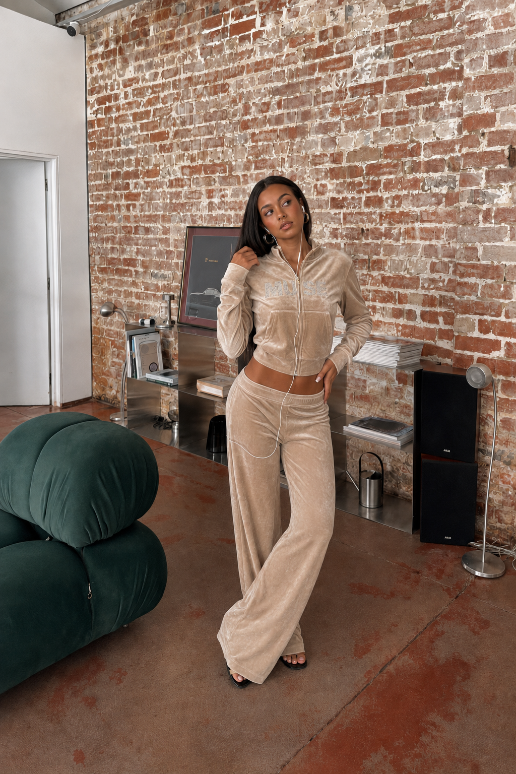Greca Velvet Set Μπεζ