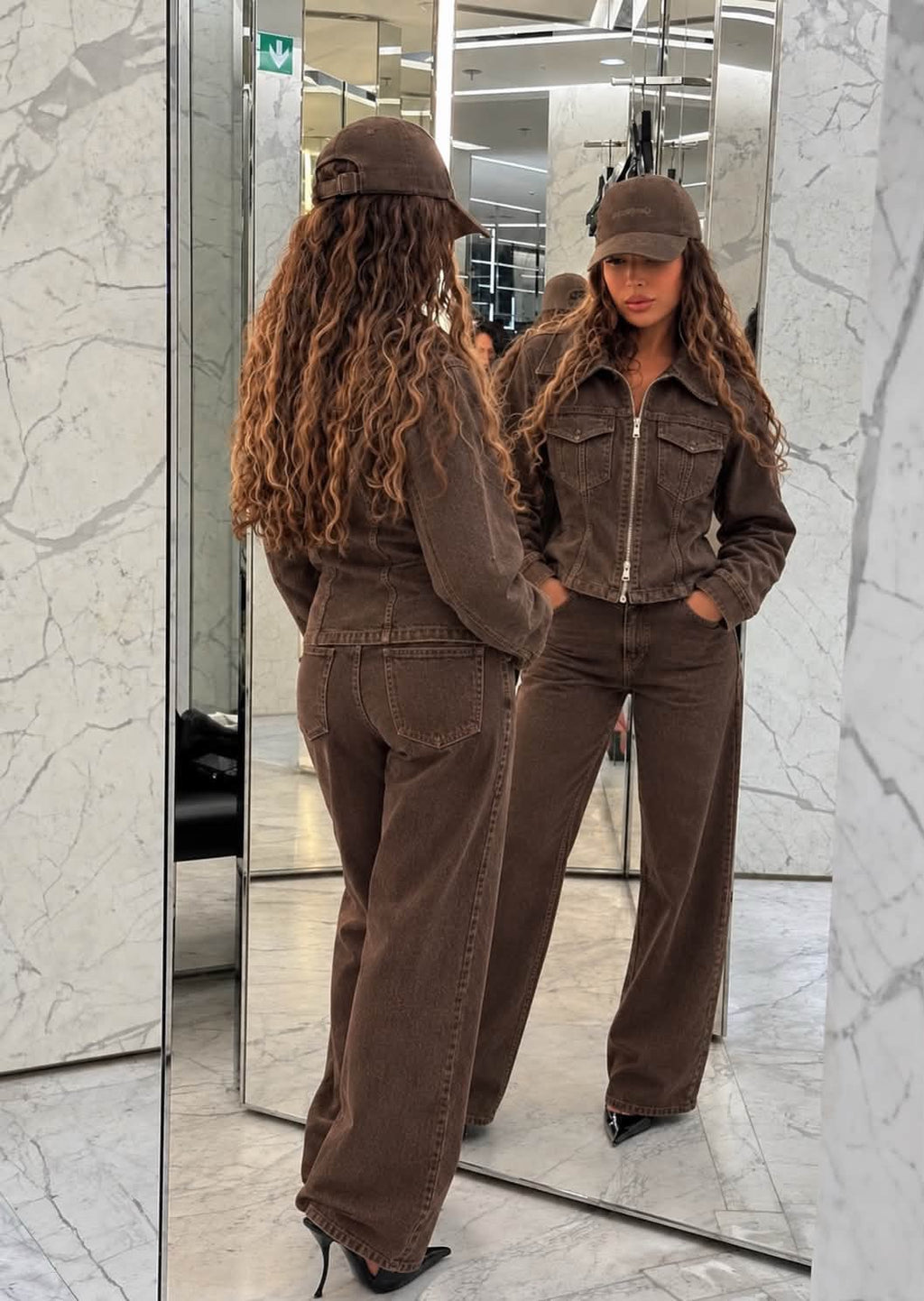 Hailey Jean Set Καφέ