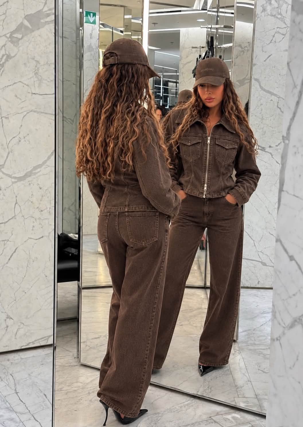 Hailey Jean Set Καφέ