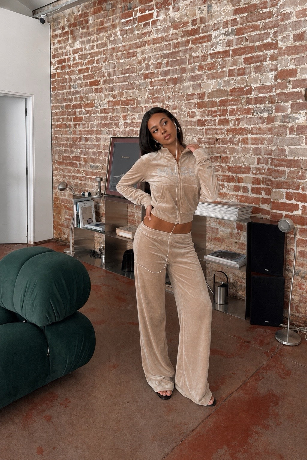Greca Velvet Set Μπεζ