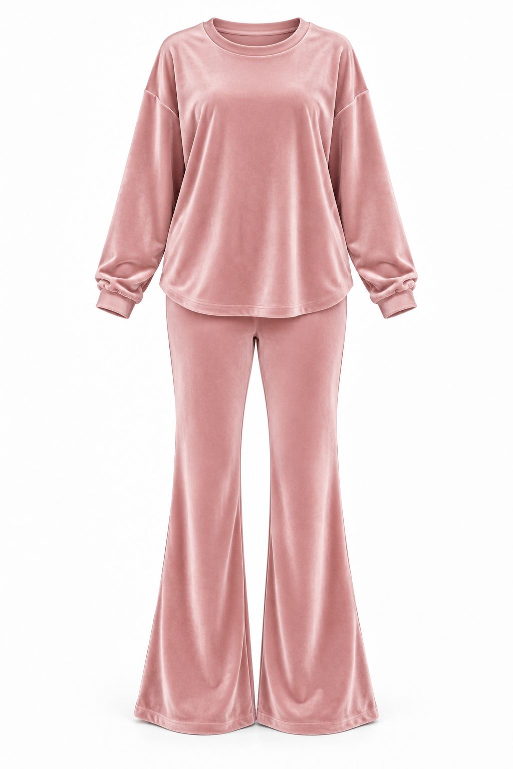 Velvet Λαιμόκοψη Set Dusty Pink