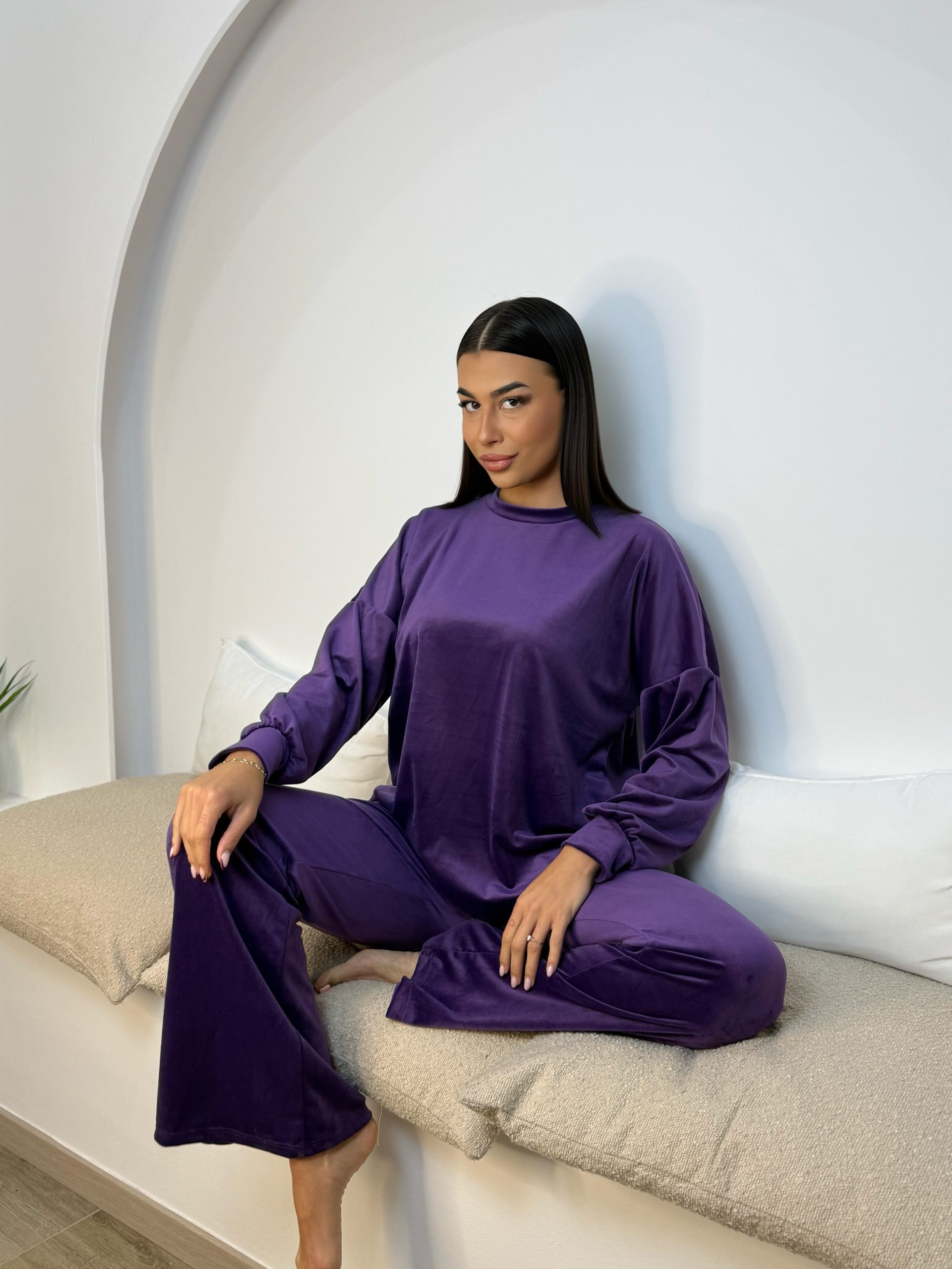 img_1423-3 Velvet Λαιμοκοψη Set Μωβ - Image 1