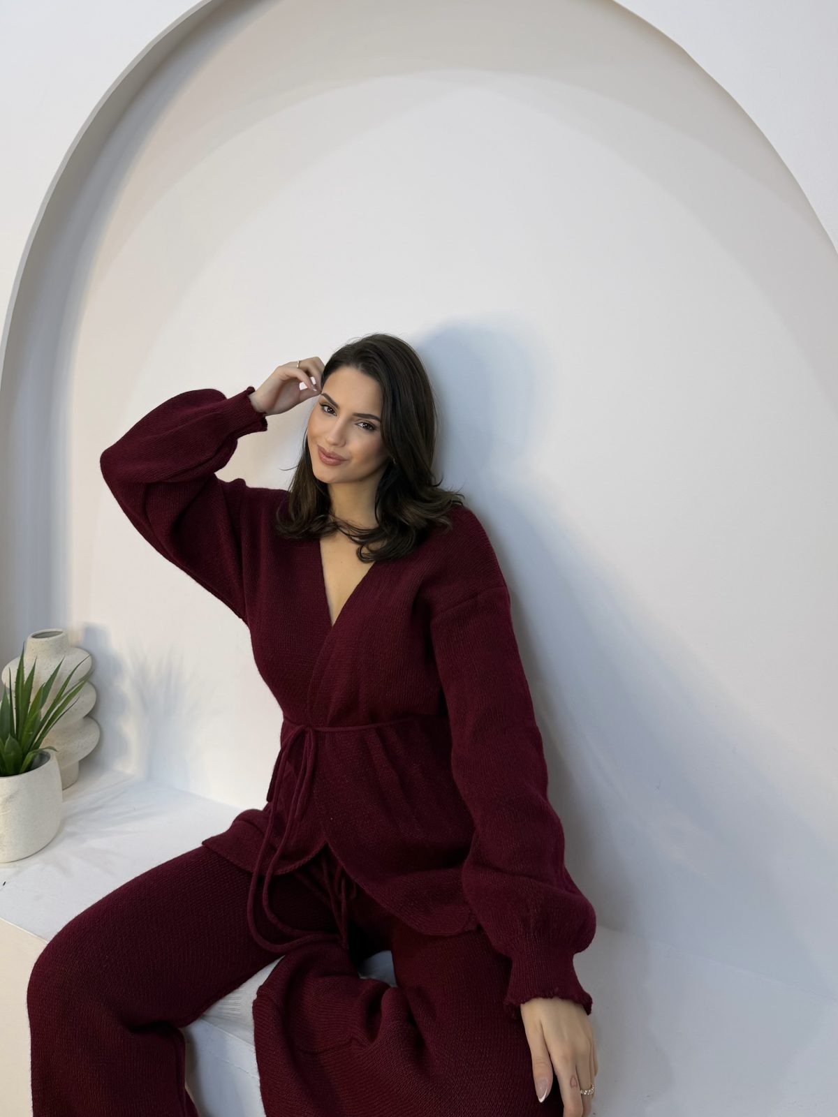 Natalie Knit Set Μπορντω - Image 2