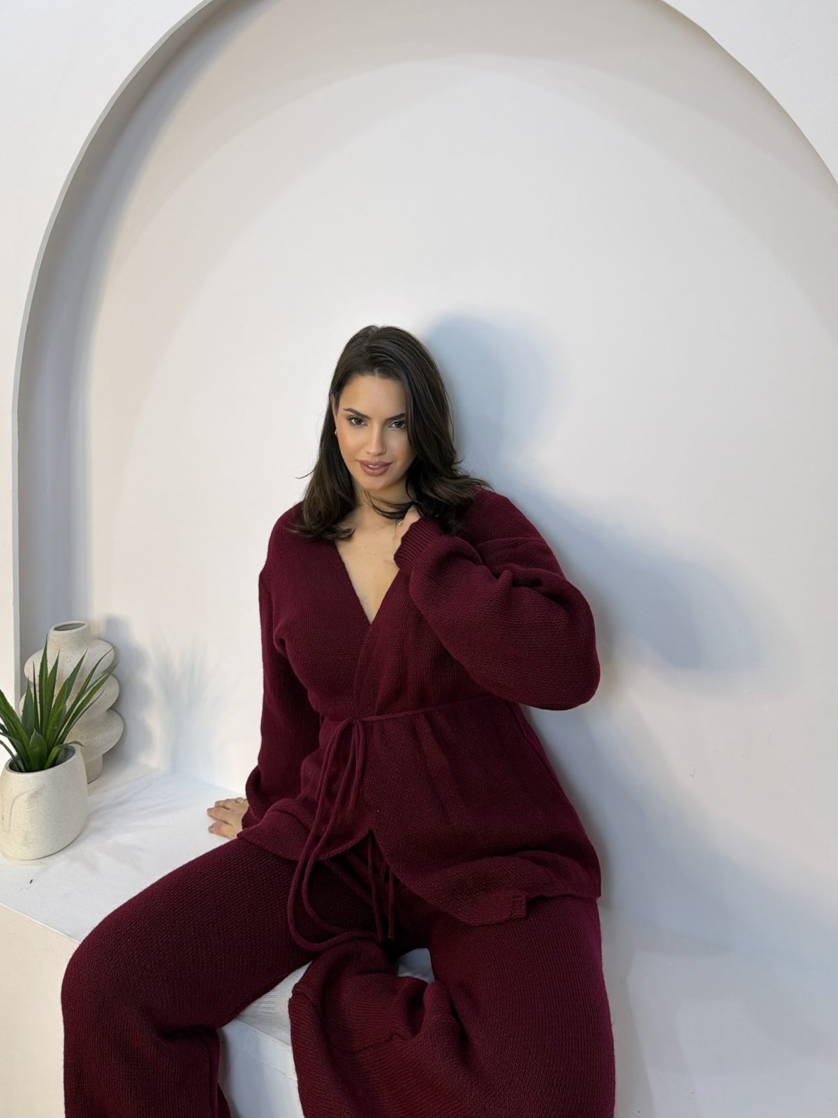 Natalie Knit Set Μπορντω - Image 3