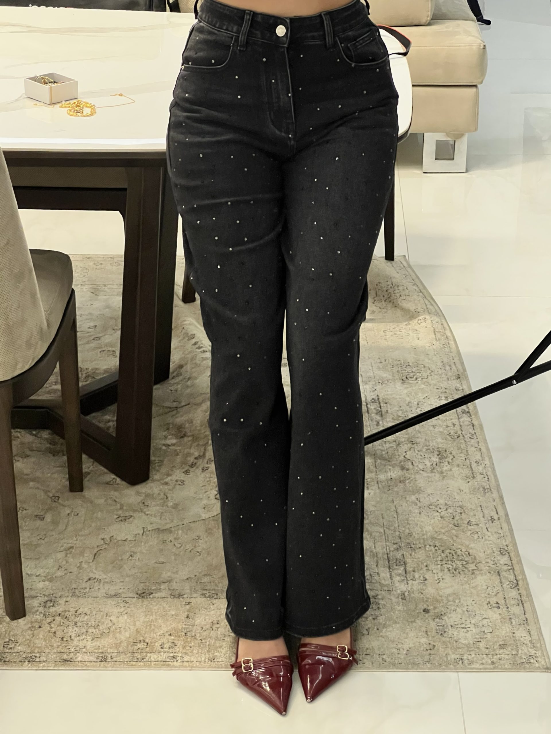 img_1659 Black Strass Jeans Wide Leg - Image 1