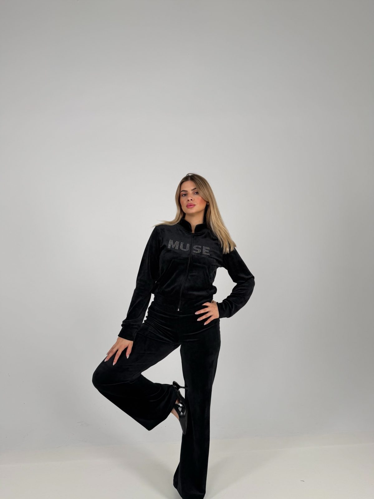 Greca Velvet Set Μαύρο - Image 2