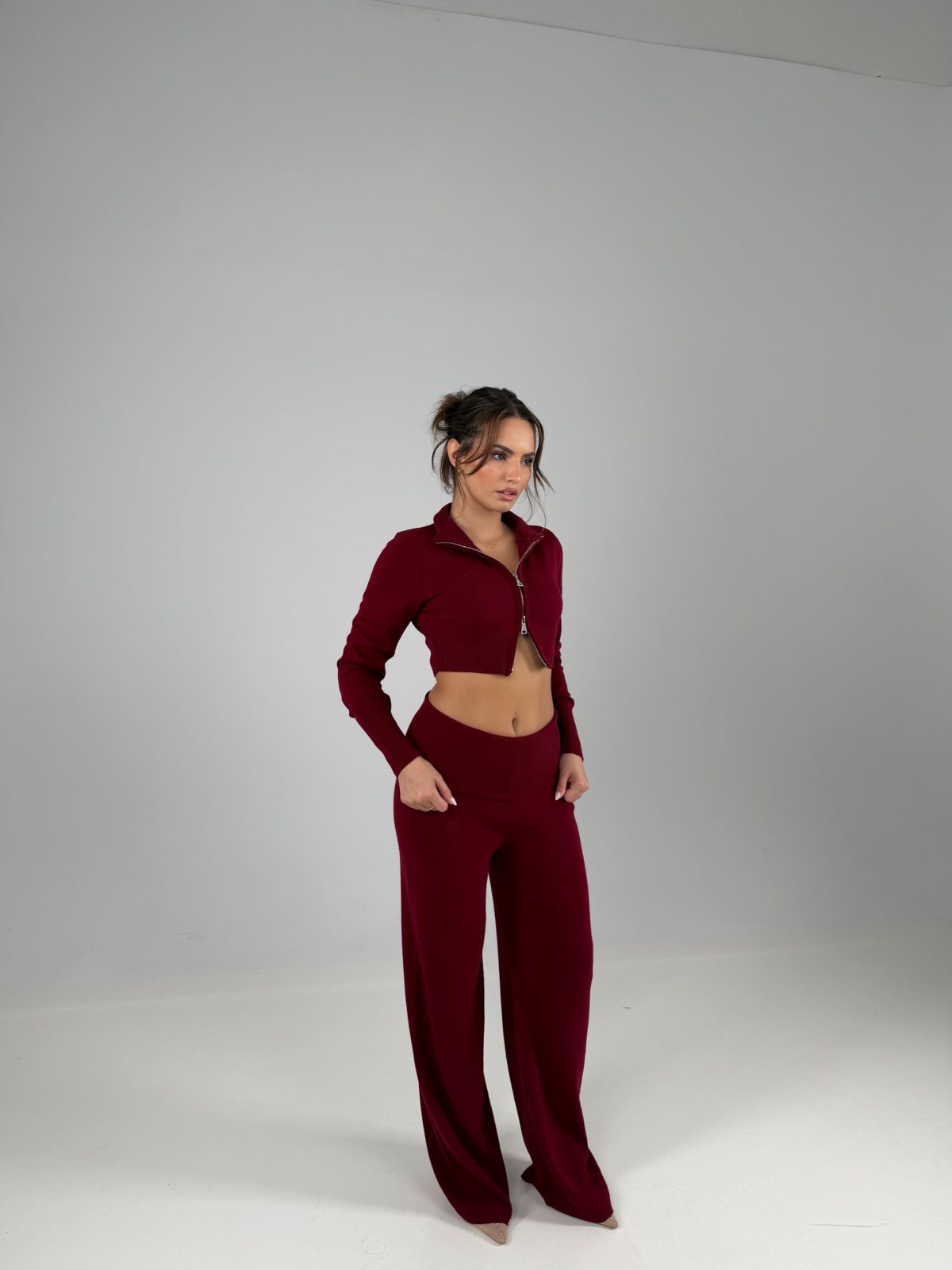 Bella Knitted Set Μπορντώ - Image 2