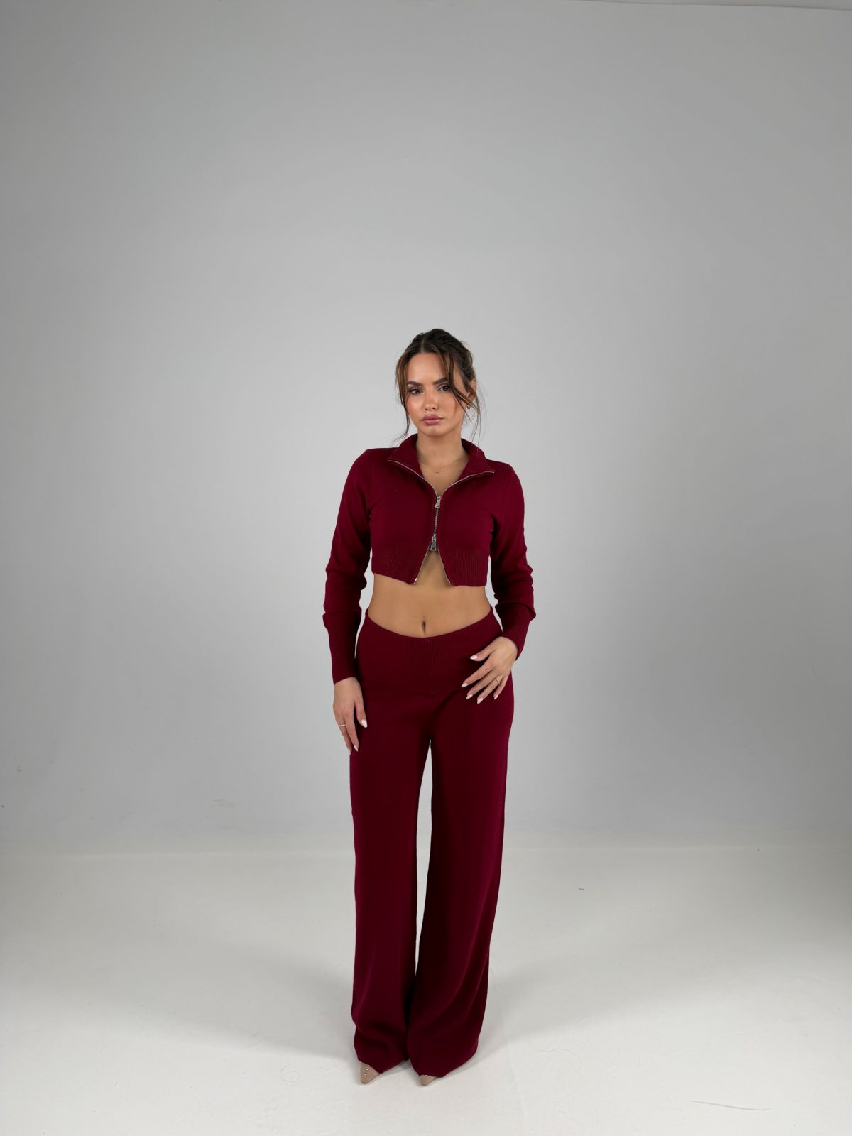 Bella Knitted Set Μπορντώ - Image 5