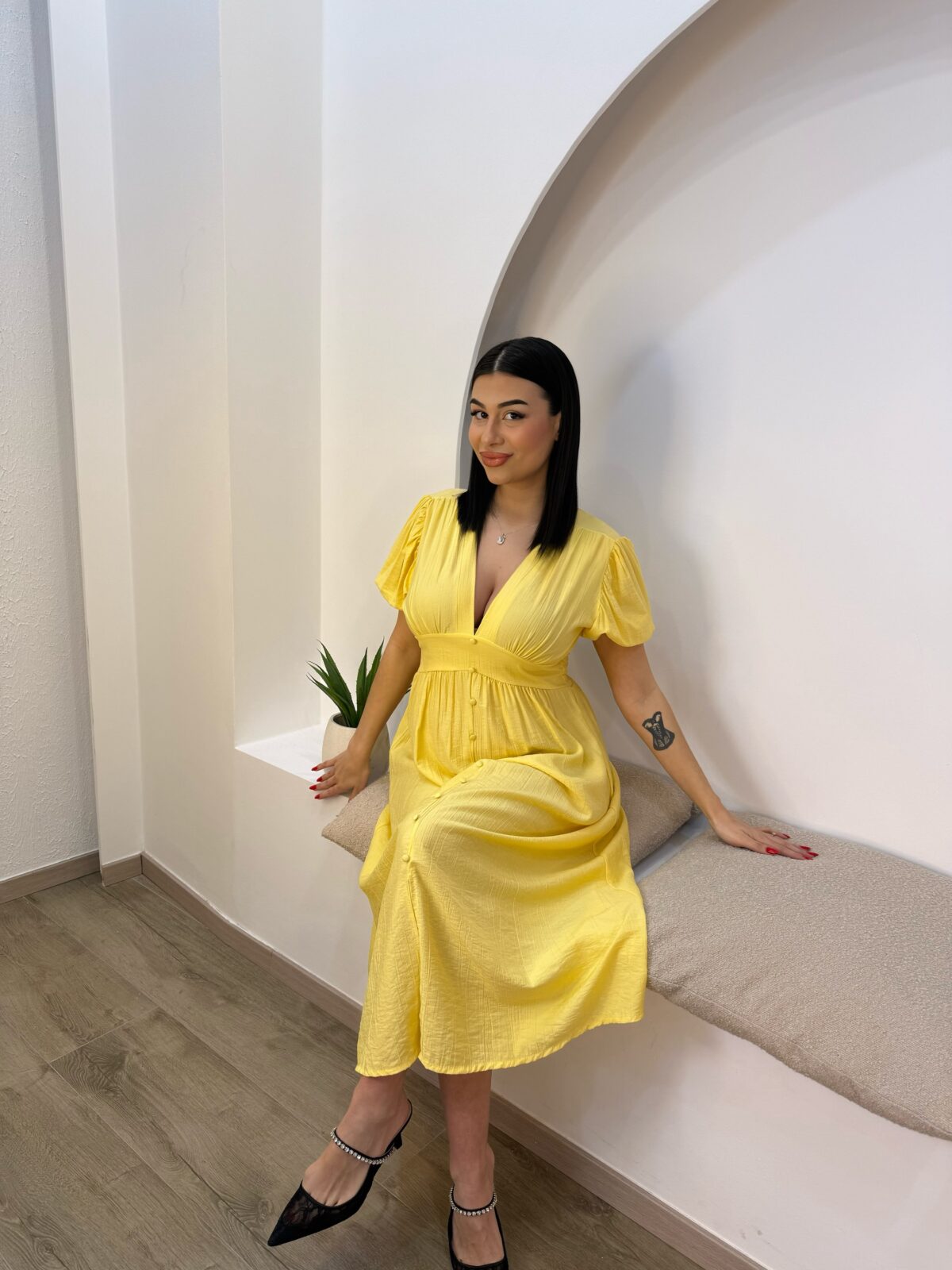 Carolina Linen Dress Κίτρινο - Image 5