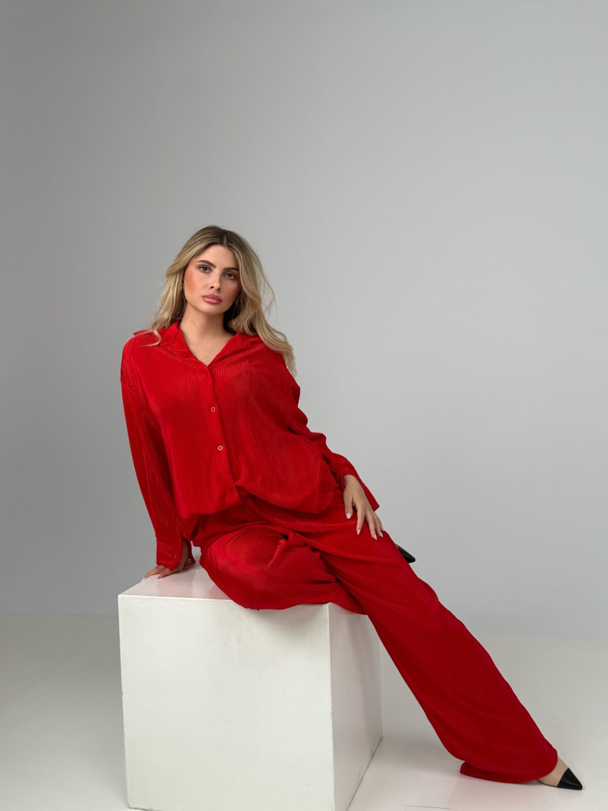 Carla Πλισέ Σετ Κόκκινο - Image 3