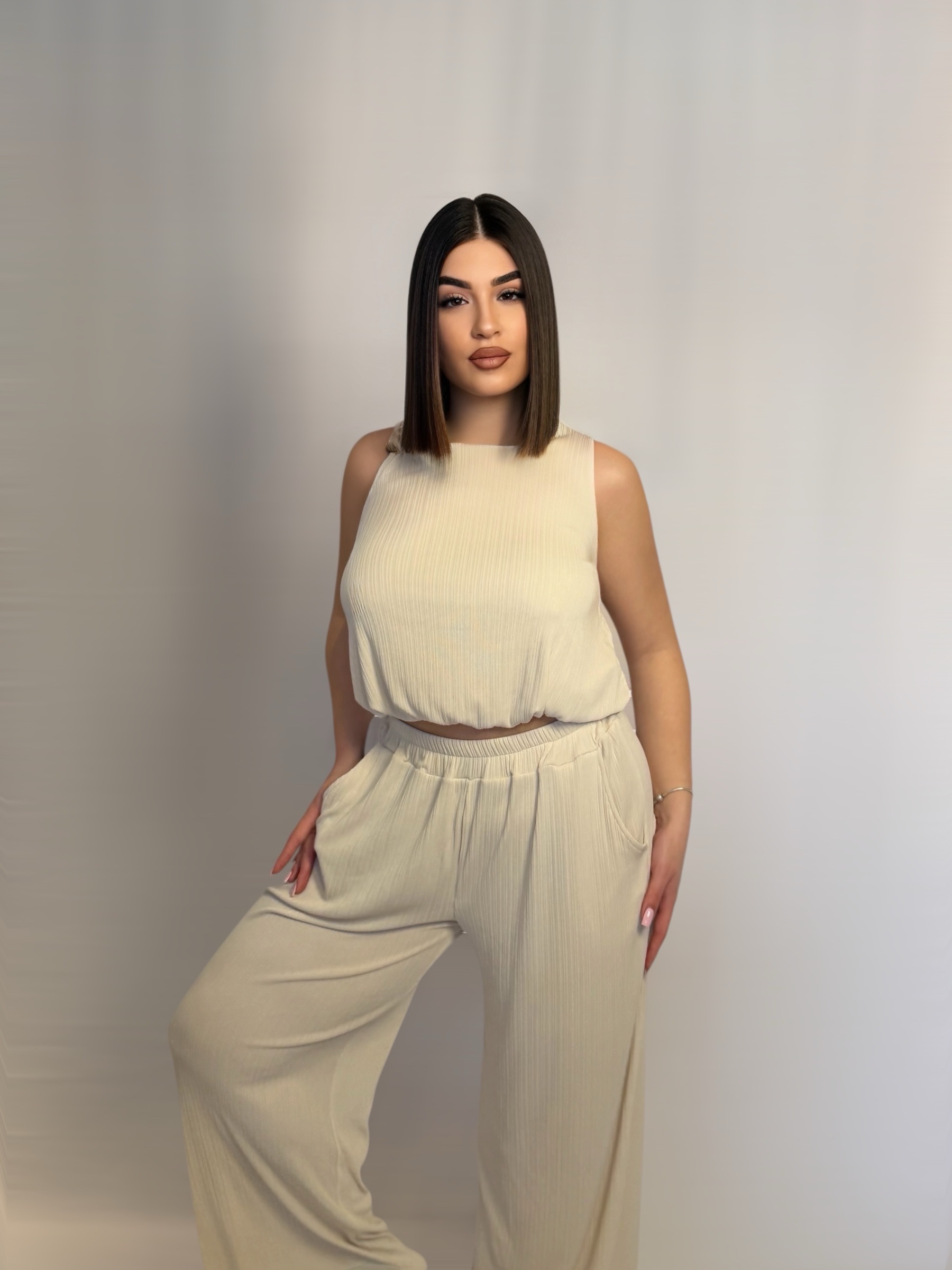 img_7272 Ventel Set Εκρού Με Χρυσή Χάντρα - Image 1