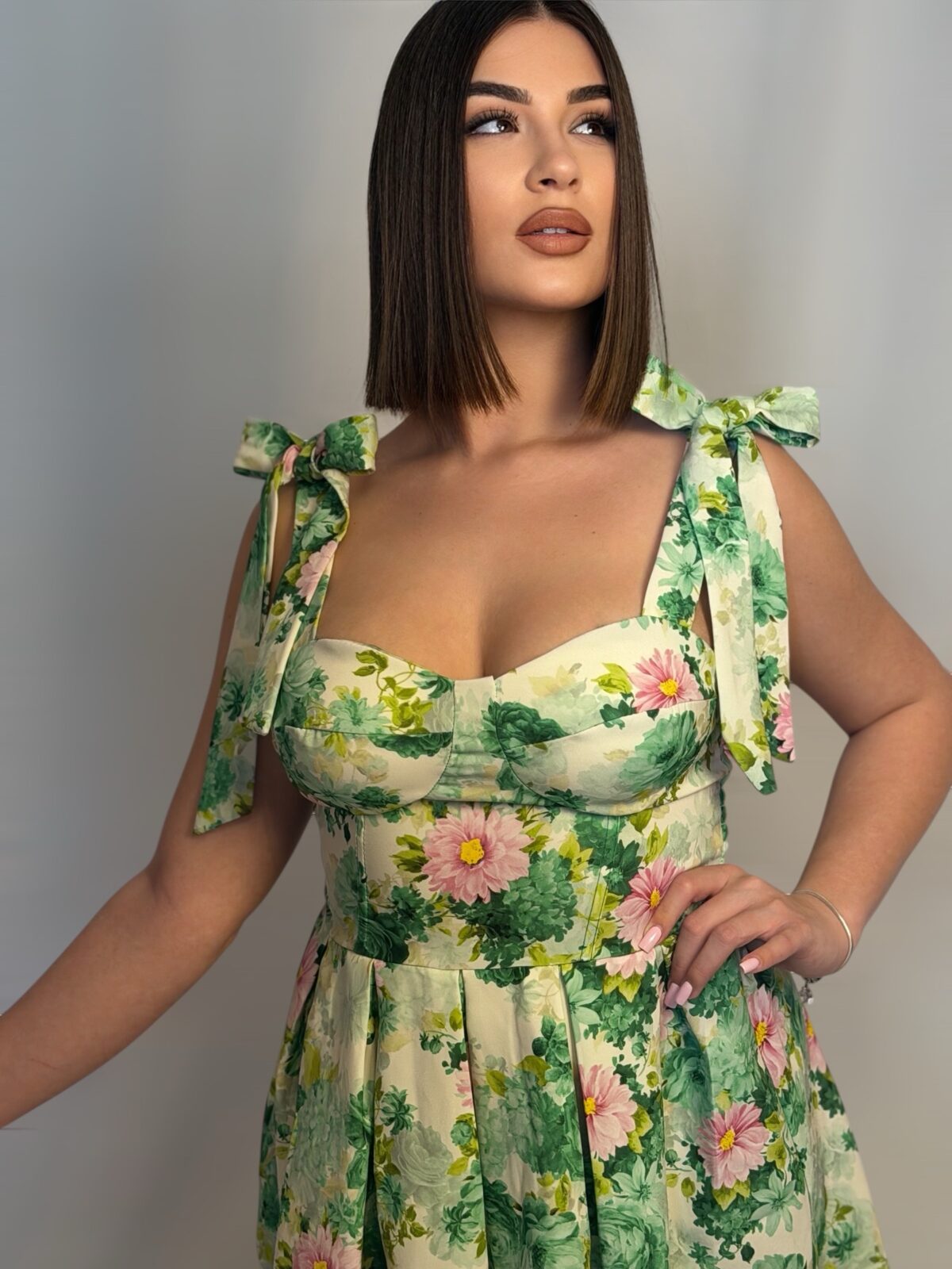 Lydia Floral Dress Πράσινο - Image 3