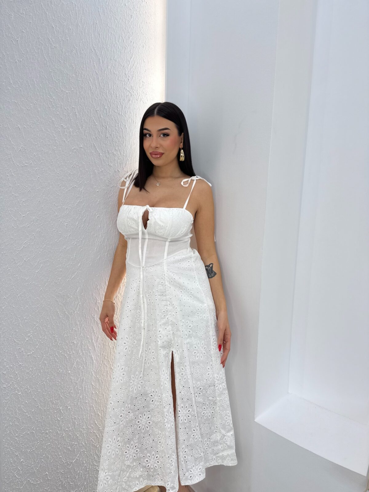 Κιπουρ Λευκό Φόρεμα - Image 4