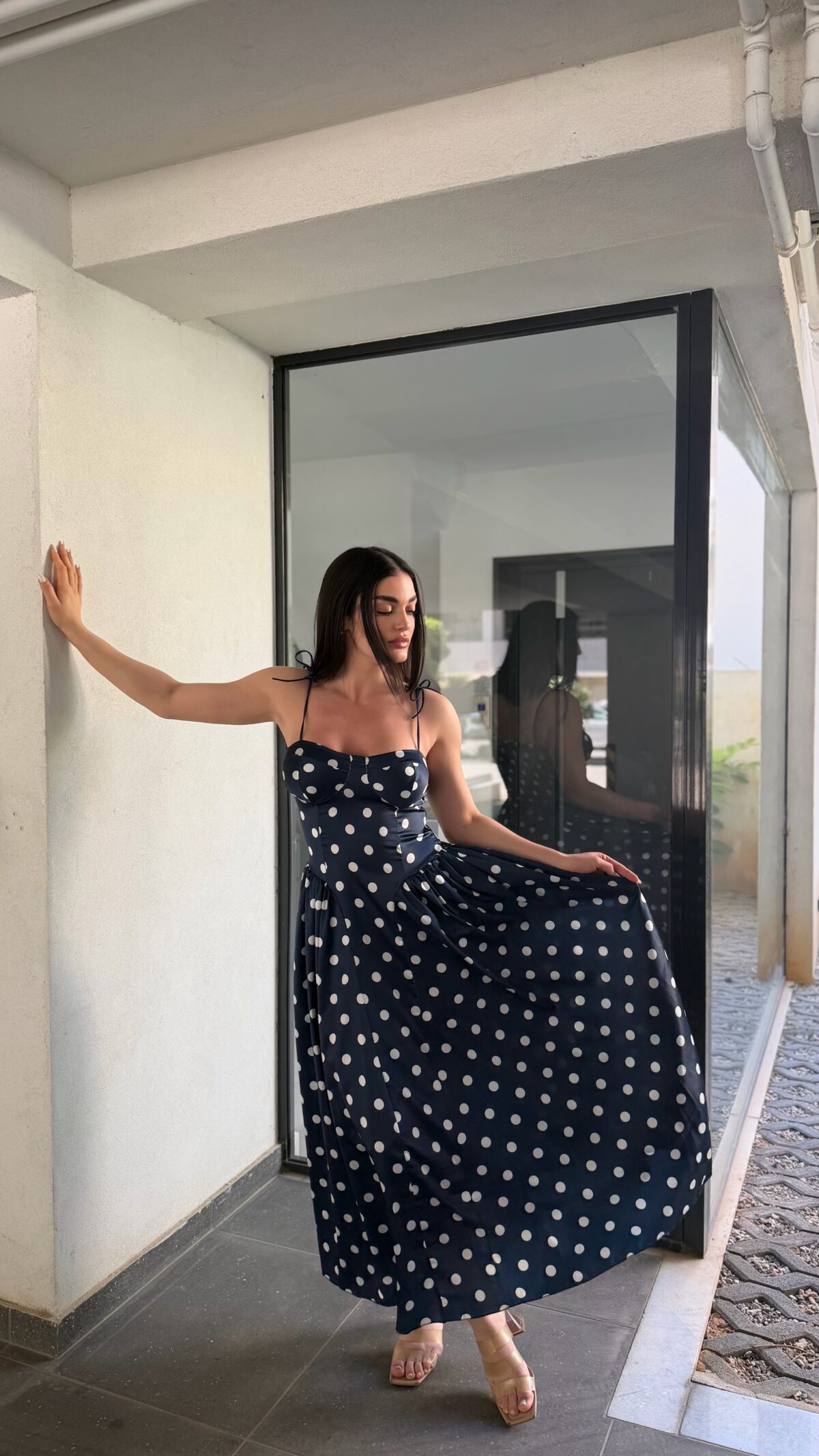 Marta Satin Maxi Dress Μπλε - Image 3