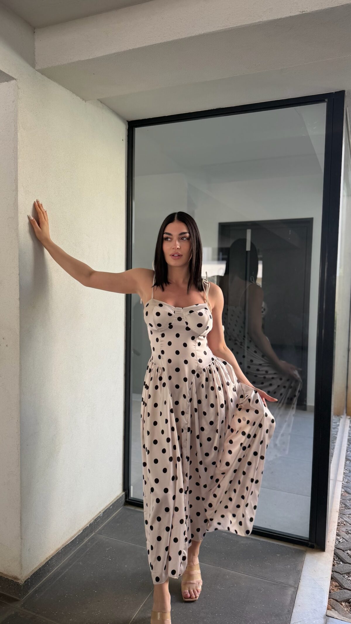 Marta Satin Maxi Dress Λευκό - Image 3