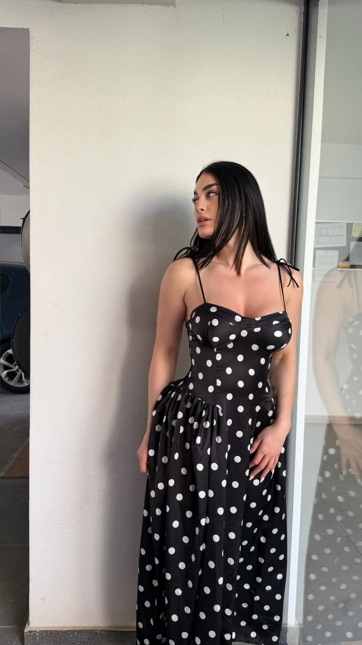 Marta Satin Maxi Dress Μαύρο - Image 2