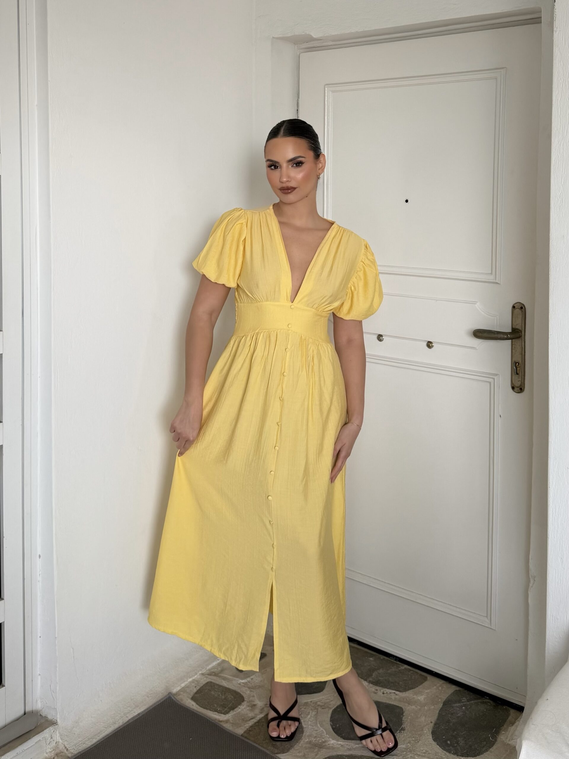 img_8756 Carolina Linen Dress Κίτρινο - Image 1