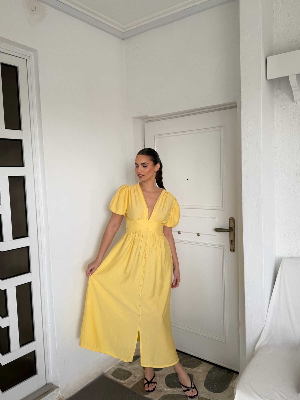 Carolina Linen Dress Κίτρινο - Image 2