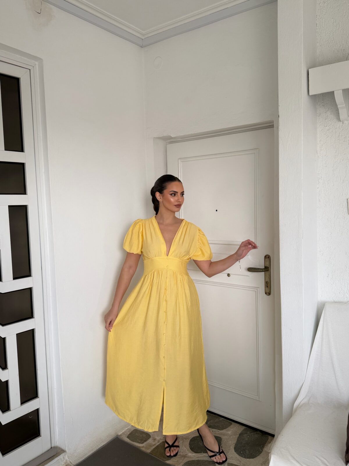 Carolina Linen Dress Κίτρινο - Image 3