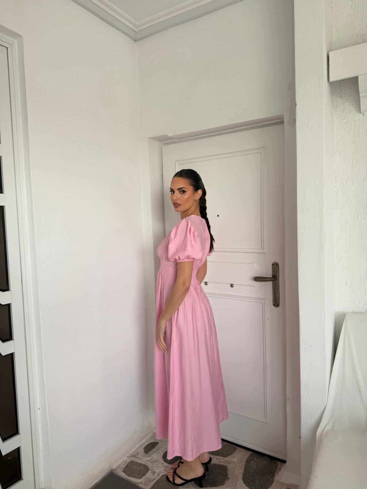 Carolina Linen Dress Ροζ - Image 3