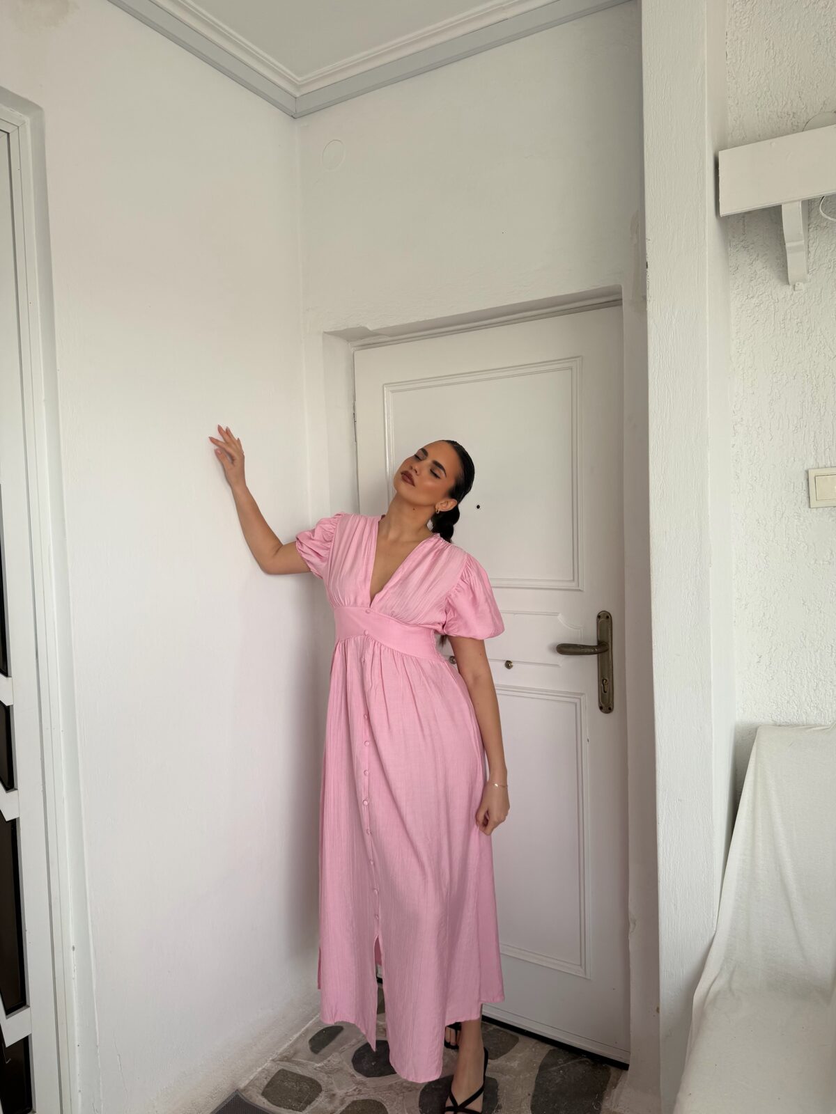 Carolina Linen Dress Ροζ - Image 2