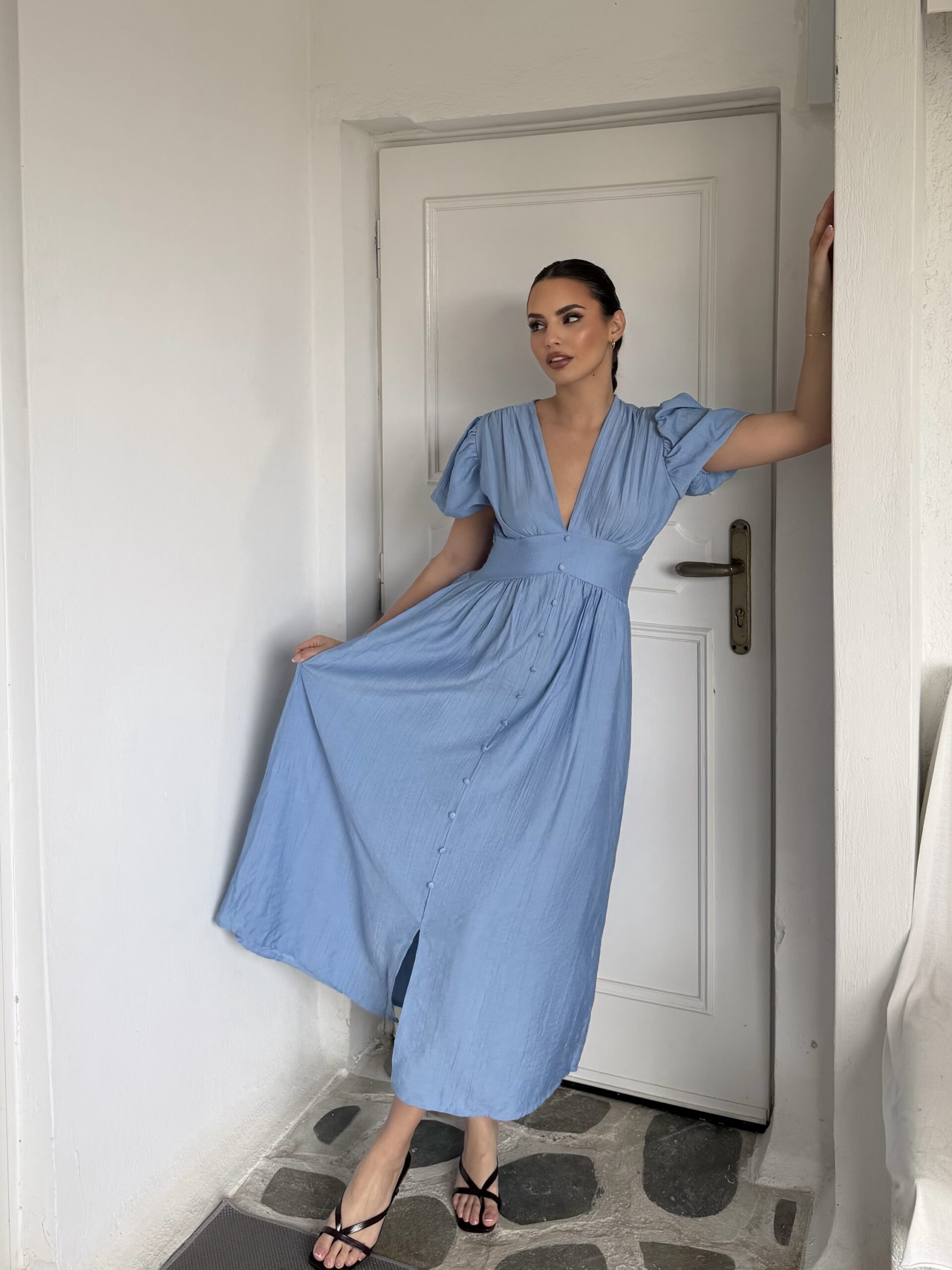 img_8768-2 Carolina Linen Dress Γαλάζιο - Image 1