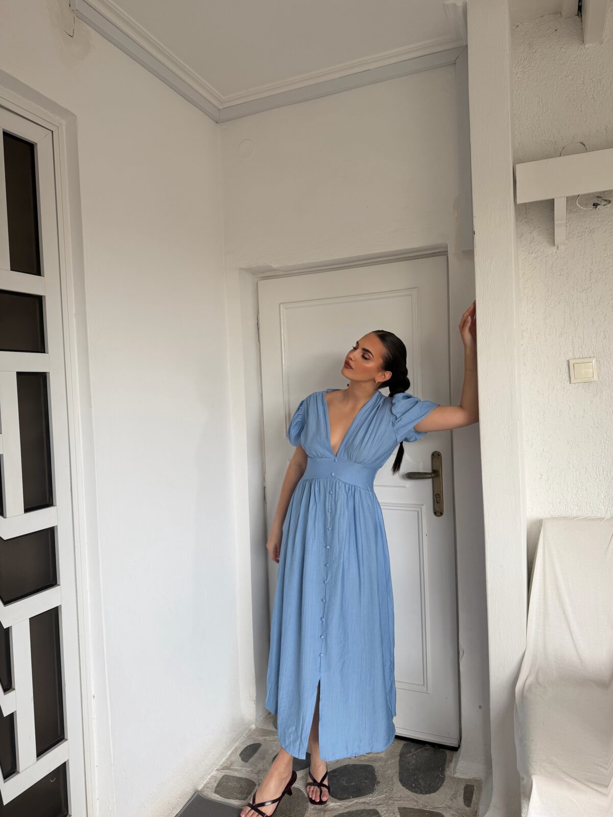 Carolina Linen Dress Γαλάζιο - Image 3
