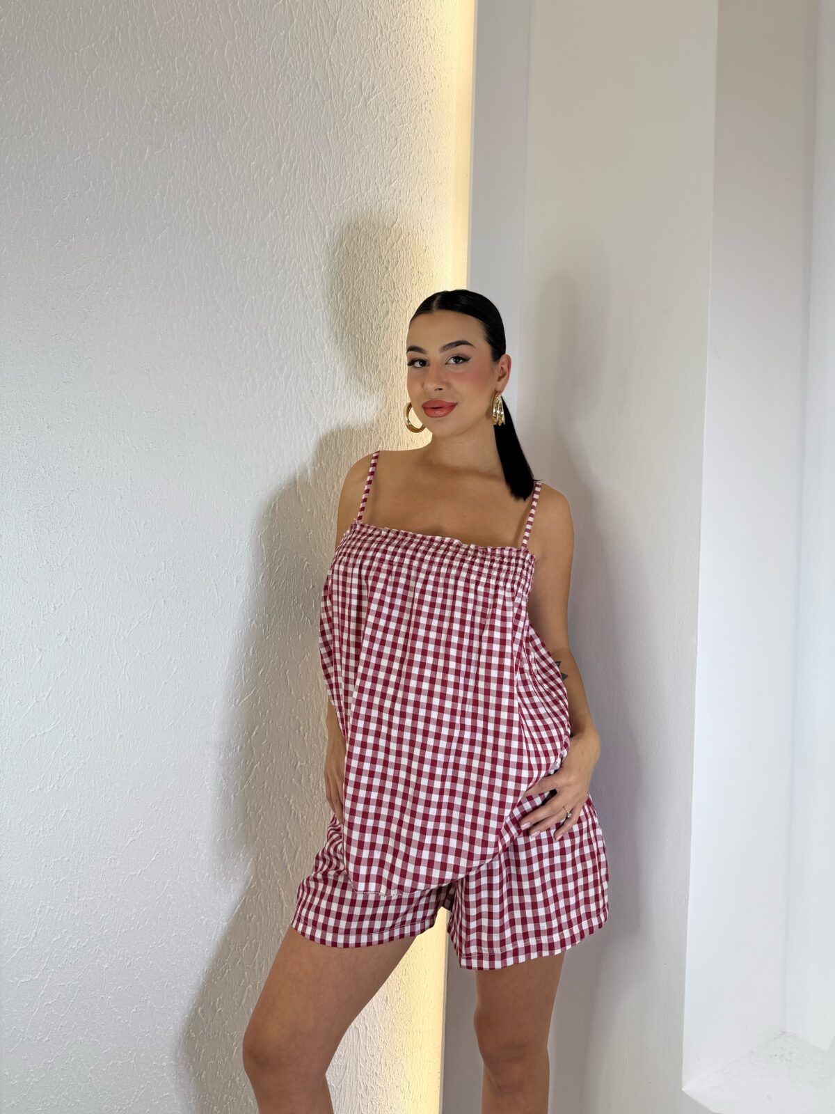Emilia Set Καρό Κόκκινο - Image 2