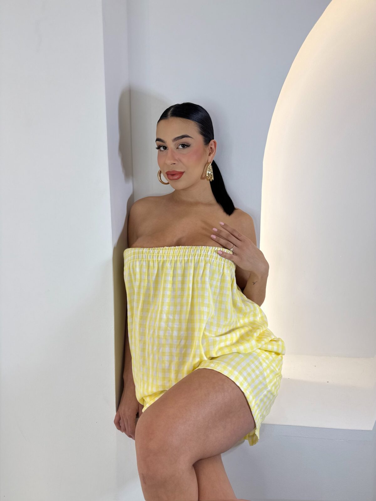 Emilia Set Καρό Κίτρινο - Image 2