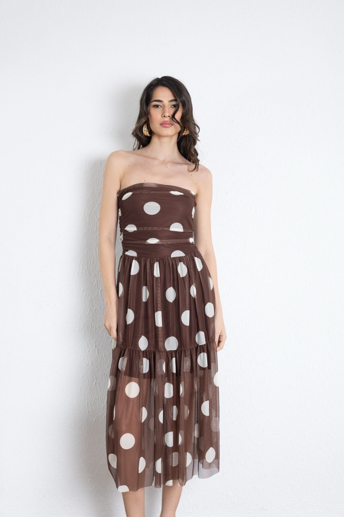 Monaco Polka Dress Καφέ - Image 3