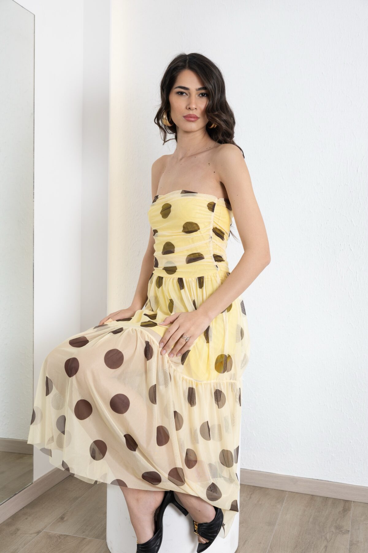 Monaco Polka Dress Κίτρινο - Image 3