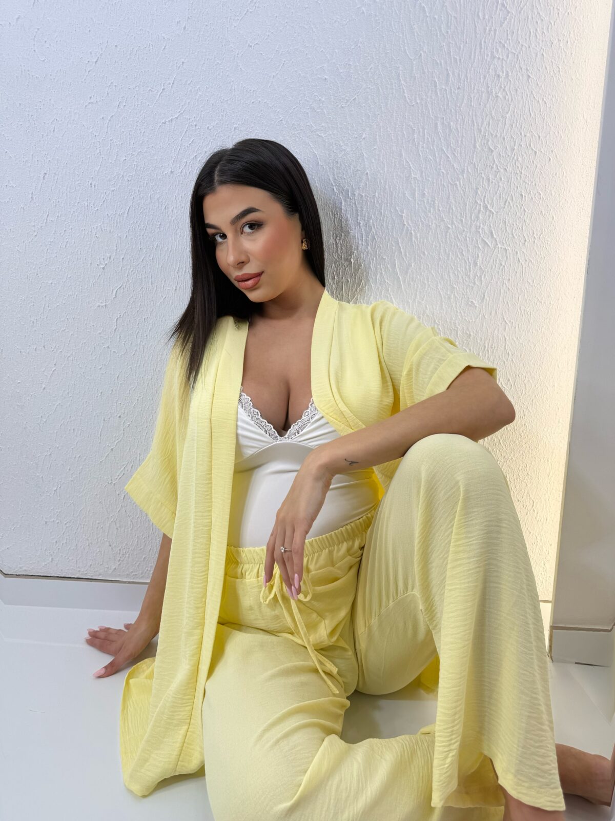 Best Seller Kimono Set Απαλό Κίτρινο - Image 2