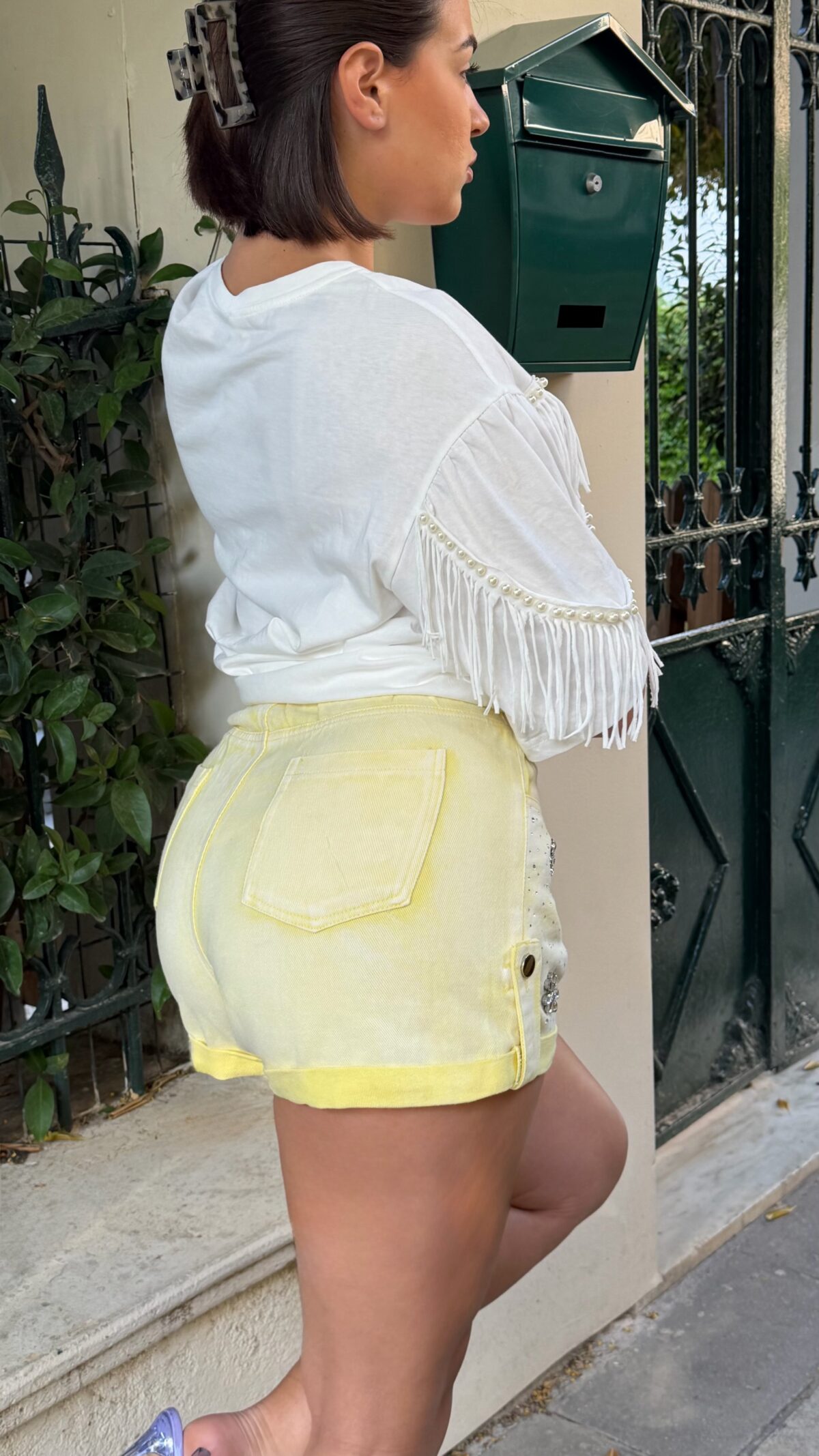 Floral Shorts Jeans Κίτρινο - Image 3