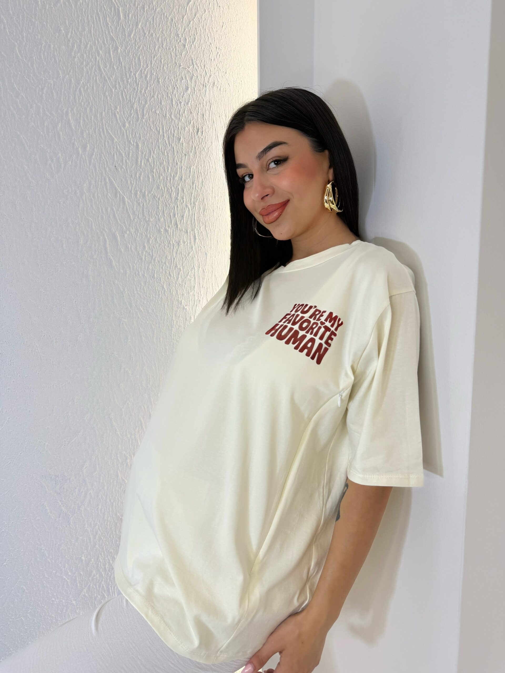 img_9714 T-shirt Θηλασμού Μπεζ Με Φερμουάρ You Are My Favorite Human - Image 1