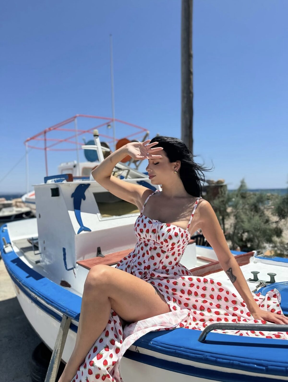 Maddy Strawberry Midi Dress Λευκό - Image 3