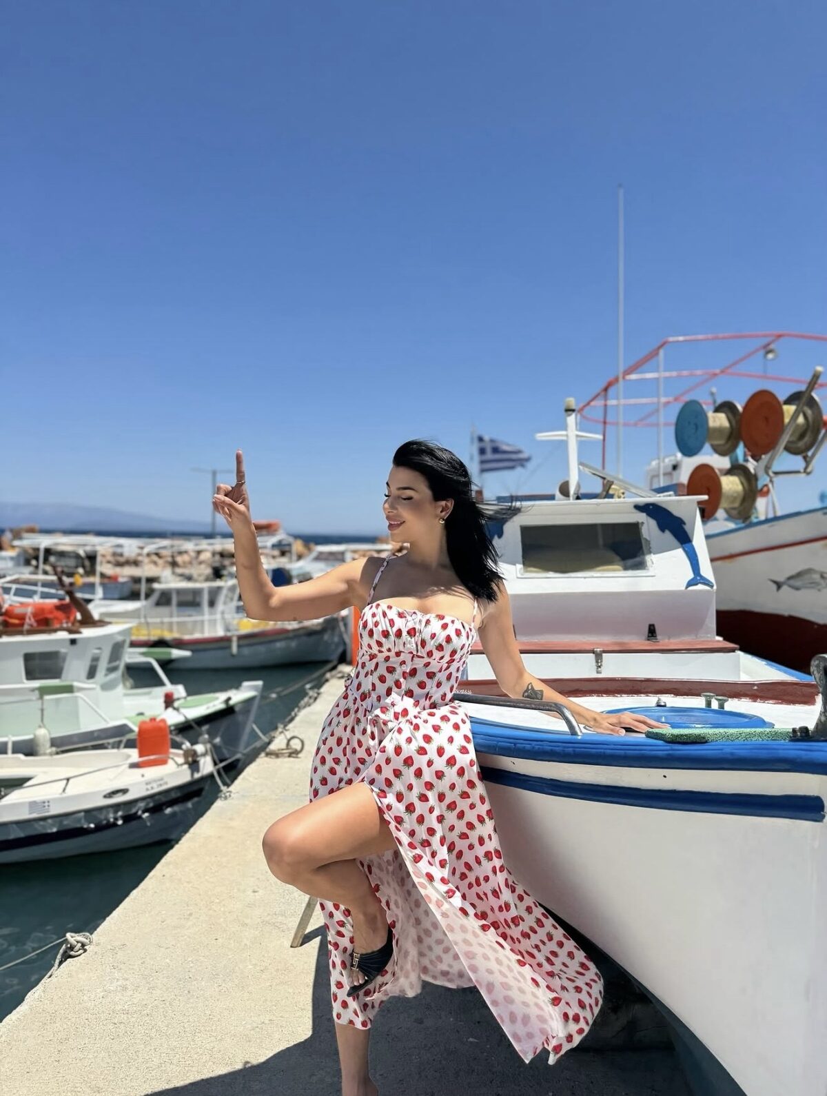 Maddy Strawberry Midi Dress Λευκό - Image 2
