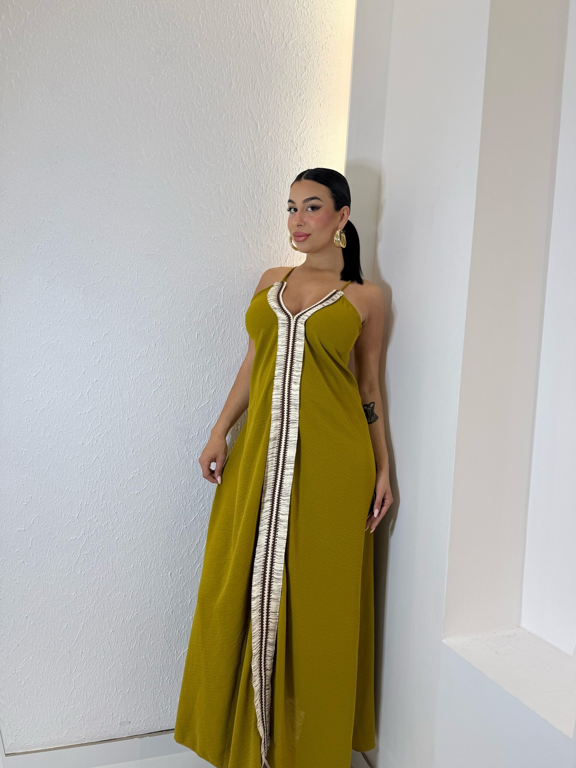 img_1694 Boho Maxi Dress λαδί - Image 1