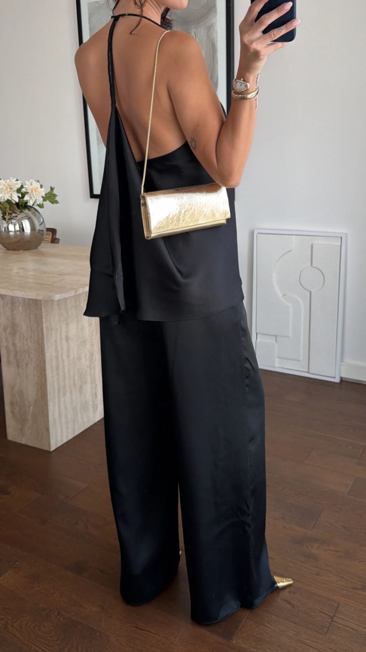 Claire Satin Set Μαύρο - Image 2