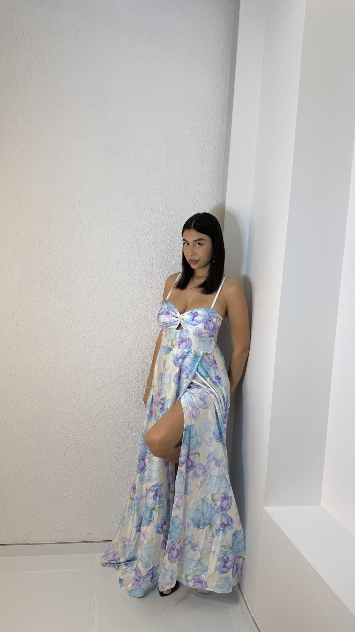 Alessendra Dress Γαλάζια Λουλούδια - Image 6