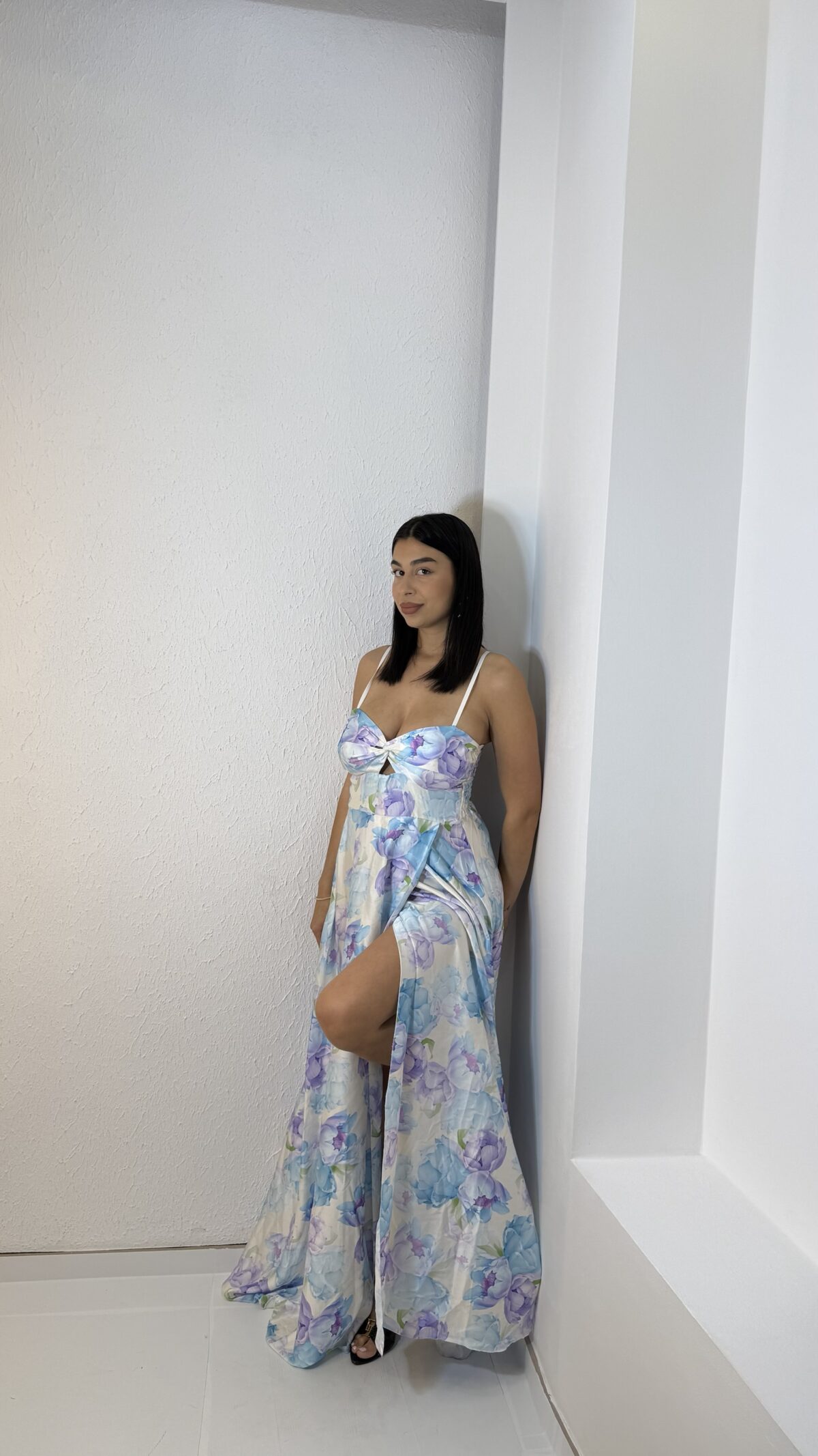Alessendra Dress Γαλάζια Λουλούδια - Image 3