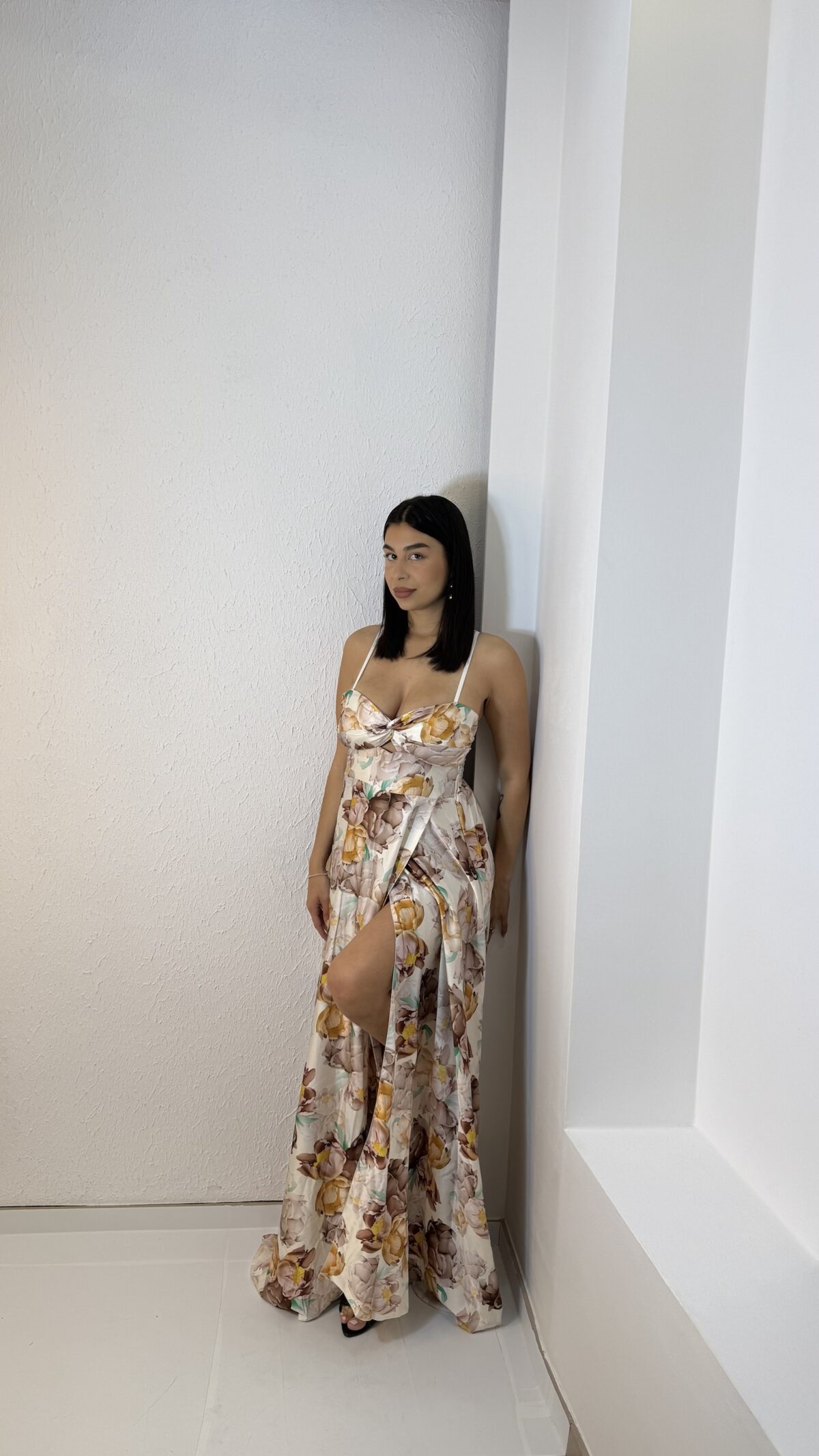 Alessendra Dress Καφέ Λουλούδια - Image 5