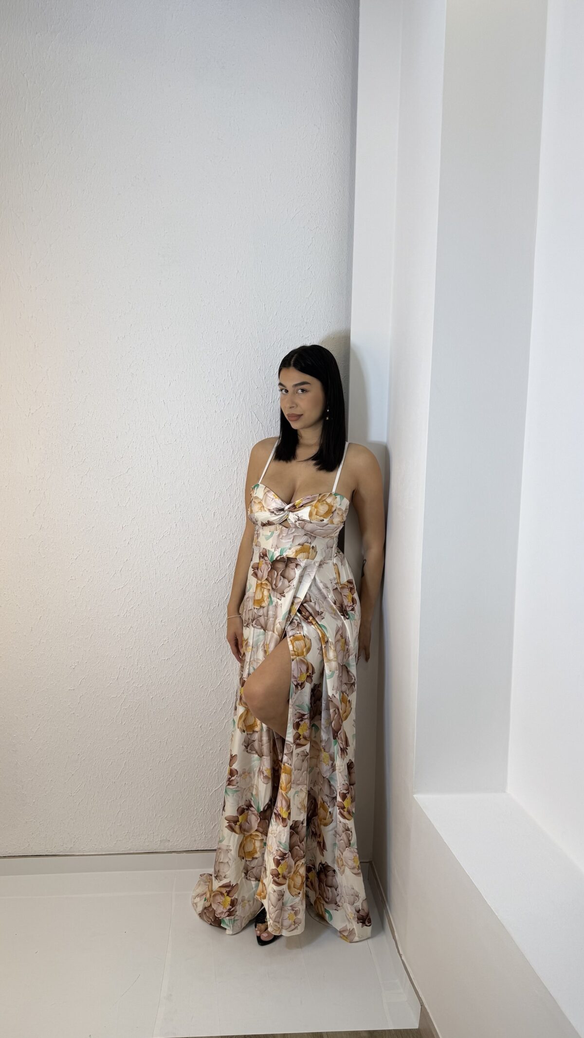 Alessendra Dress Καφέ Λουλούδια - Image 4